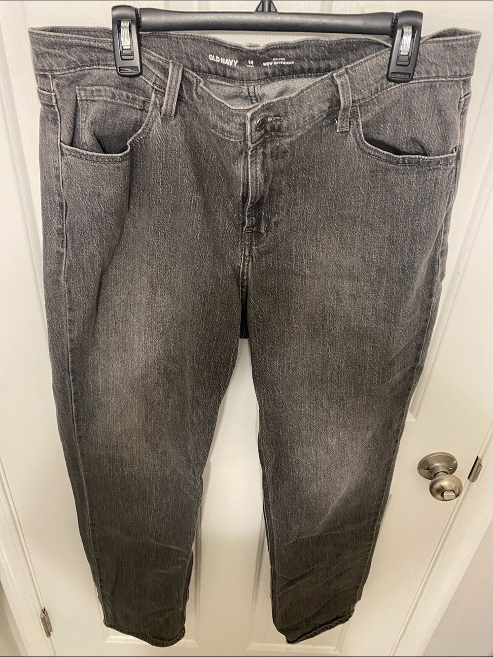 Old Navy Women 14 tall mid rise wow boyfriend Charcoal denim jeans